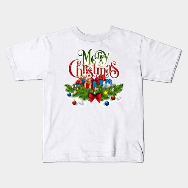 merry christmas Kids T-Shirt by gold package